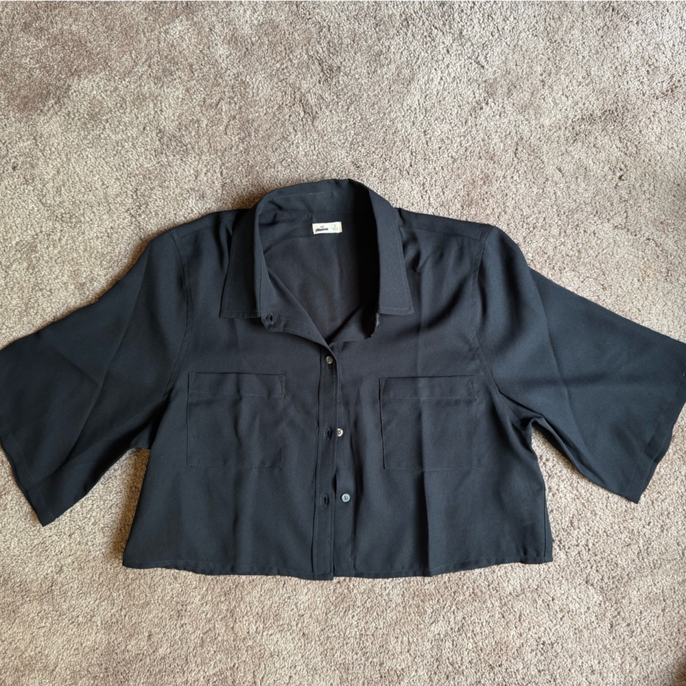 Hollister Sheer Black Button-Up Women's Top